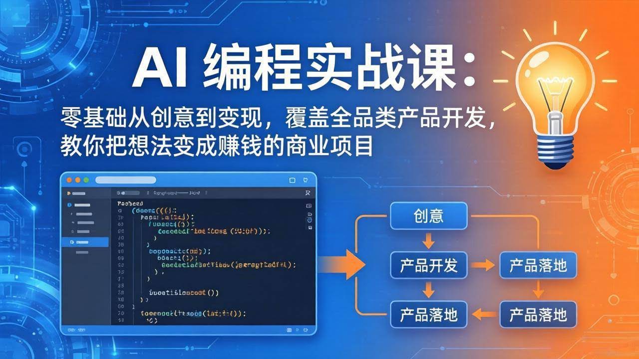 （18857期）AI编程实战课-第三期-6月更新：零基础从创意到变现，覆盖全品类产品开发，把想法变成赚钱项目-航海圈