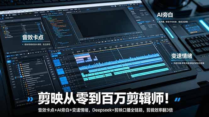 (18867期)剪映从零到百万剪辑师!音效卡点+AI旁白+变速情绪,Deepseek+剪映口播全链路,剪辑效率翻3倍-航海圈
