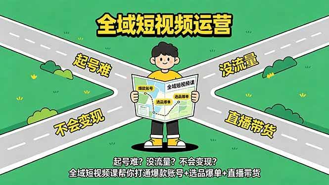 (18877期)起号难?没流量?不会变现?全域短视频课帮你打通爆款账号+选品爆单+直播带货-航海圈