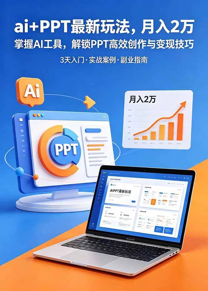 (18881期)ai+PPT最新玩法,月入2万掌握AI工具,解锁PPT高效创作与变现技巧3天入门,实战案例·副业指南-航海圈