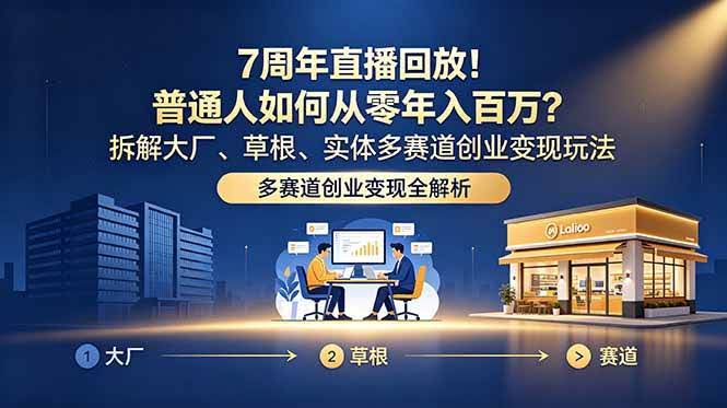 （18894期）7周年直播回放！普通人如何从零年入百万？拆解大厂、草根、实体多赛道创业变现玩法-航海圈