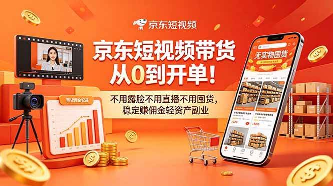 (18895期)京东短视频带货从0到开单!不用露脸不用直播不用囤货,稳定赚佣金轻资产副业-航海圈