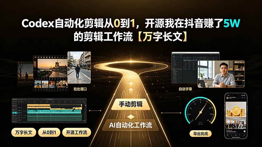 (19504期)Codex自动化剪辑从0到1,开源我在抖音赚了5W 的剪辑工作流【万字长文】-航海圈