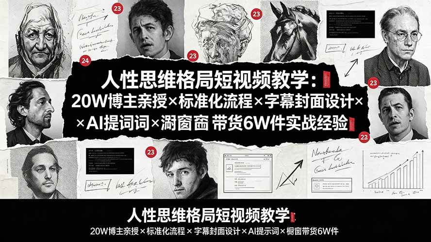 （19538期）人性思维格局短视频教学：20W博主亲授×标准化流程×字幕封面设计×AI提示词×橱窗带货6W件实战经验-航海圈