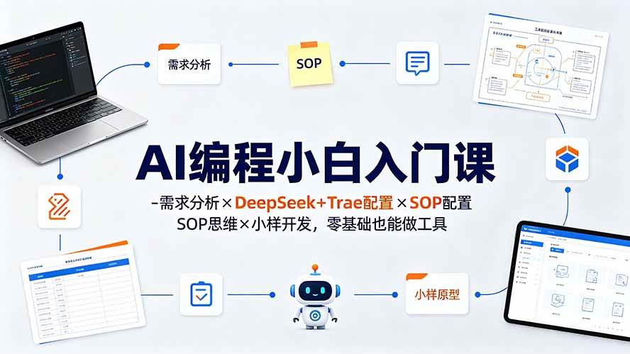 (19539期)AI编程小白入门课-需求分析×DeepSeek+Trae配置×SOP思维×小样开发,零基础也能做工具-航海圈