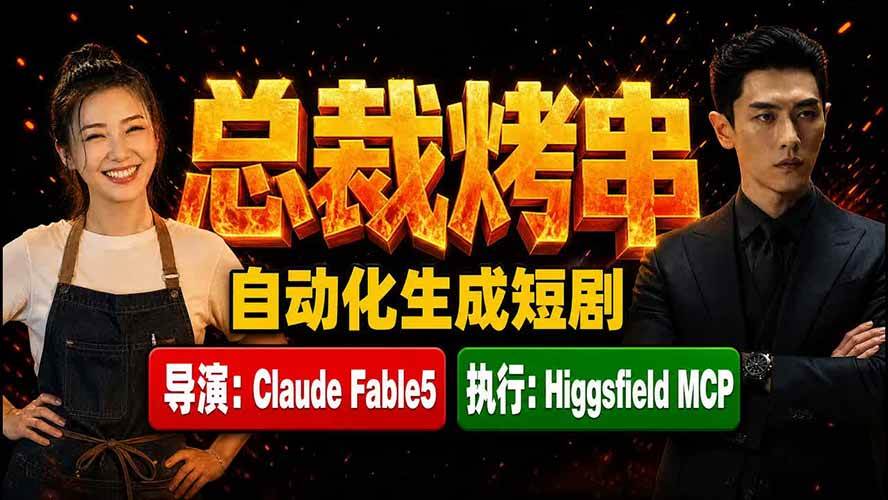 (19541期)《总裁烤串》真人短剧全自动诞生!Claude Fable5 当导演,Higgsfield MCP 执行!-航海圈