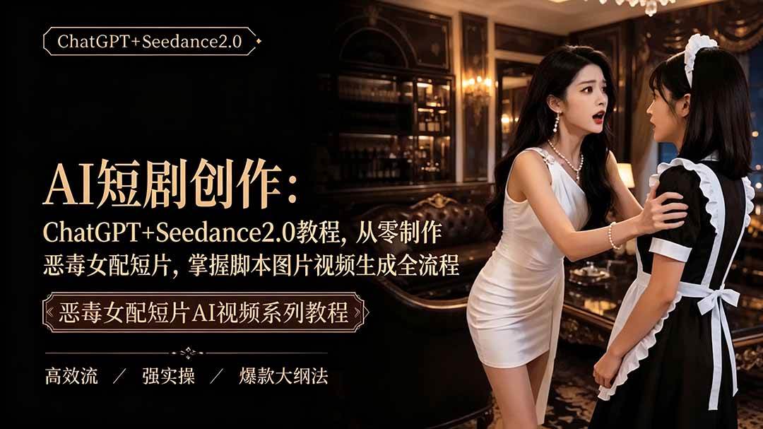 (19545期)AI短剧创作:ChatGPT+Seedance2.0教程,从零制作恶毒女配短片,掌握脚本图片视频生成全流程-航海圈