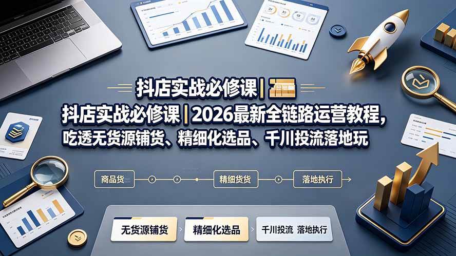 （19549期）抖店实战必修课｜2026最新全链路运营教程，吃透无货源铺货、精细化选品、千川投流落地玩法-航海圈