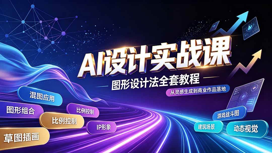 (19554期)AI设计实战课|图形设计法全套教程,解锁AI工作流技法,精通插画IP、建筑、游戏视觉创作-航海圈