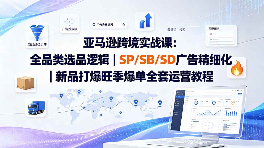 (19563期)亚马逊跨境实战课-更新:全品类选品逻辑|SP/SB/SD广告精细化|新品打爆旺季爆单全套运营教程-航海圈