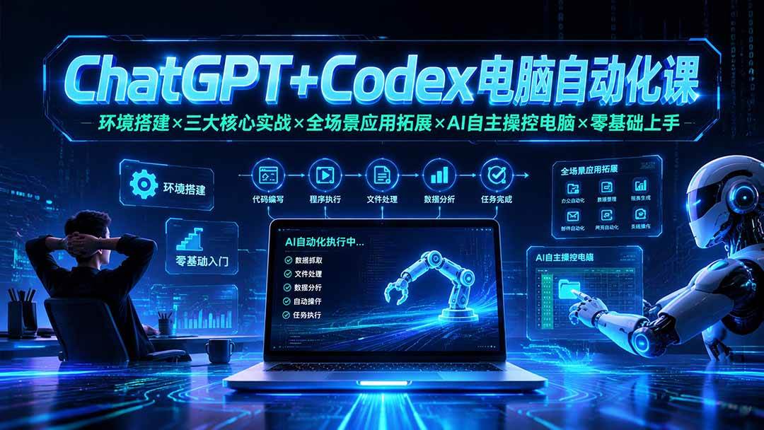(19583期)ChatGPT+Codex电脑自动化课:环境搭建×三大核心实战×全场景应用拓展×AI自主操控电脑×零基础上手-航海圈