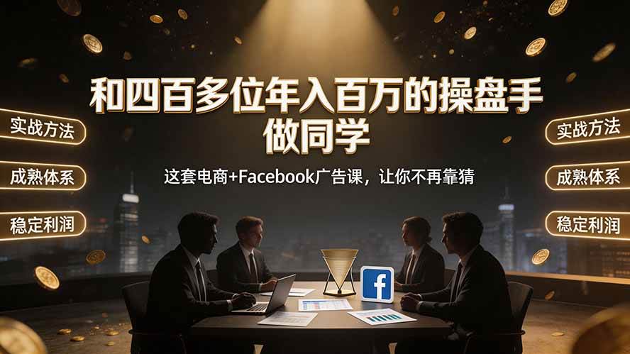 (19592期)和四百多位年入百万的操盘手做同学——这套电商+Facebook广告课,让你不再靠猜【原创双语字幕】-航海圈