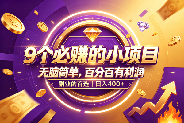 (19617期)9个必赚的小项目,无脑简单,百分百有利润,副业的首选,日入500+-航海圈