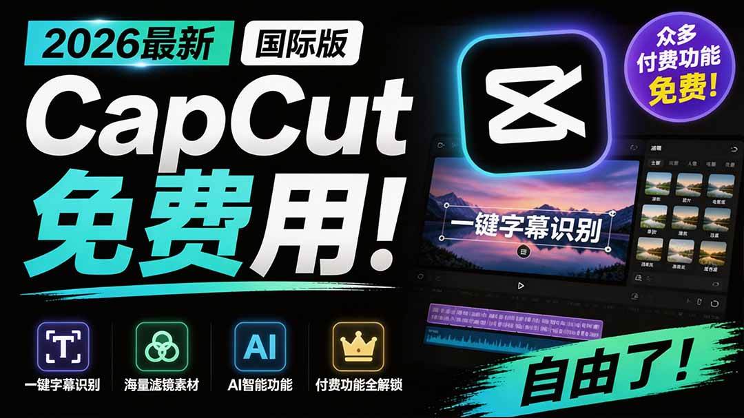 (19621期)2026最新国际版剪映!CapCut 众多付费功能免费用,一键字幕识别 / 滤镜素材 / AI智能功能自由了 CapCut-航海圈