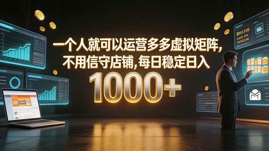 (19622期)一个人就可以运营多多虚拟矩阵,不用值守店铺,每日稳定日入 1000+-航海圈