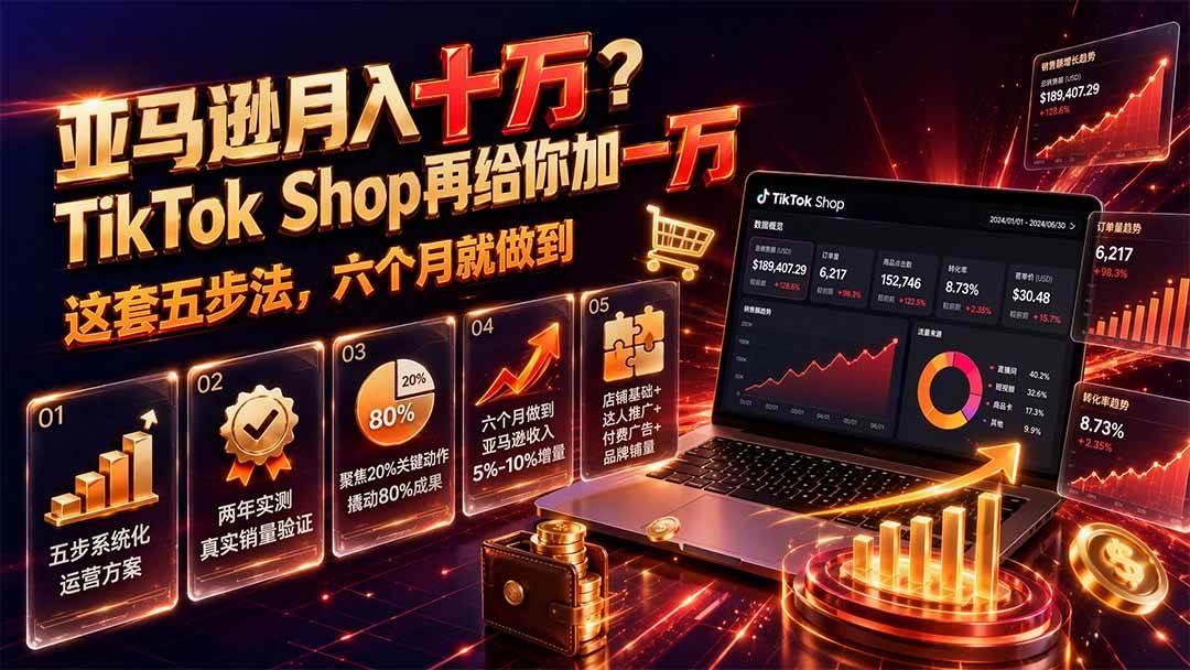 （19643期）亚马逊月入十万？TikTok Shop再给你加一万——这套五步法，六个月就做到【原创双语字幕】-航海圈