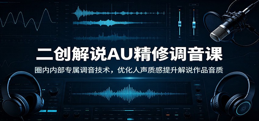 二创解说AU精修调音课：圈内内部专属调音技术，优化人声质感提升解说作品音质-航海圈