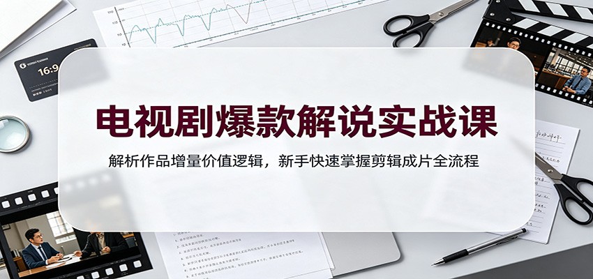 电视剧爆款解说实战课：解析作品增量价值逻辑，新手快速掌握剪辑成片全流程-航海圈