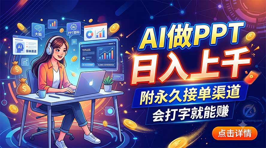 （19644期）AI做PPT日入上千，附永久接单渠道，会打字就能赚-航海圈
