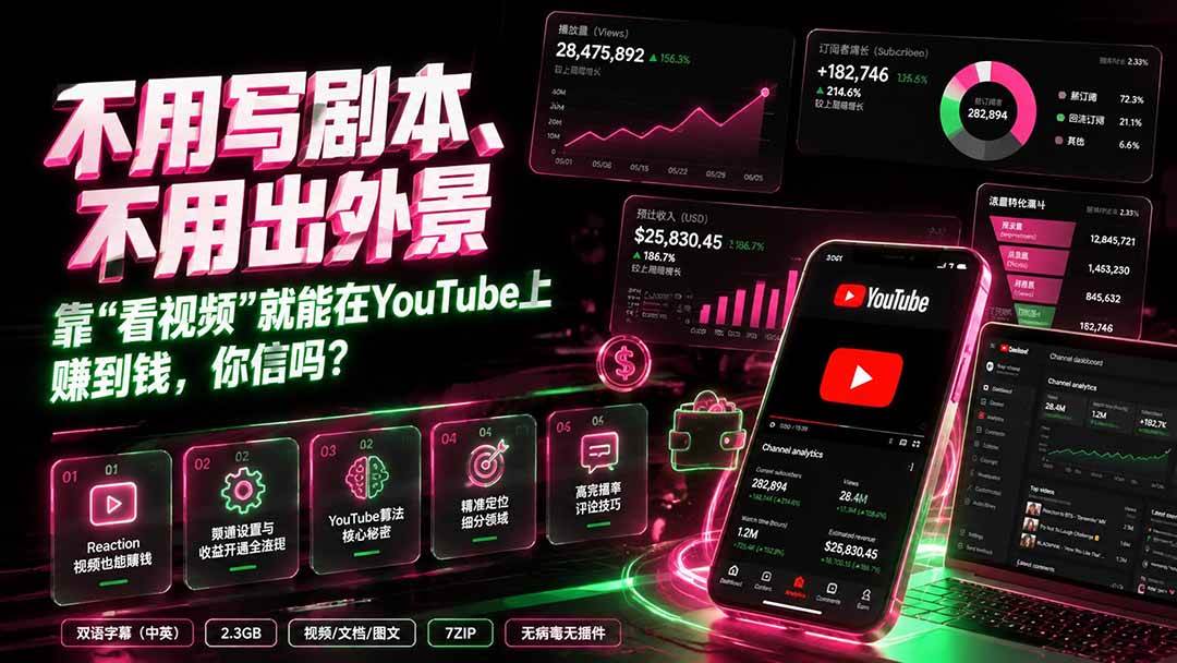 （19646期）不用写剧本、不用出外景——靠”看视频”就能在YouTube上赚到钱，你信吗？【原创双语字幕】-航海圈