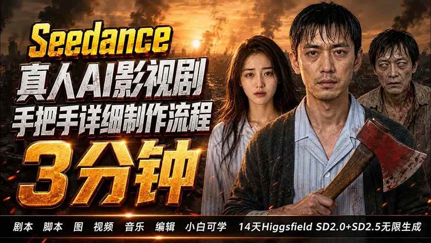 (19706期) 3分钟真人AI影视剧怎么做?SD 2.0手把手完整制作流程|Higgsfield 14天SD 2.0/2.5无限生成-航海圈