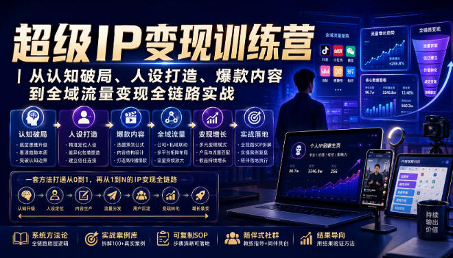 超级IP变现训练营｜从认知破局、人设打造、爆款内容到全域流量变现全链路实战-航海圈