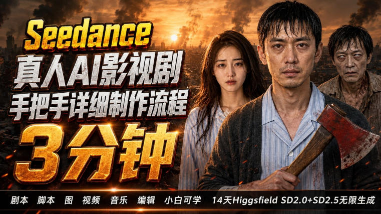 3分钟真人AI影视剧怎么做？SD 2.0手把手完整制作流程｜Higgsfield 14天SD 2.0/2.5无限生成-航海圈