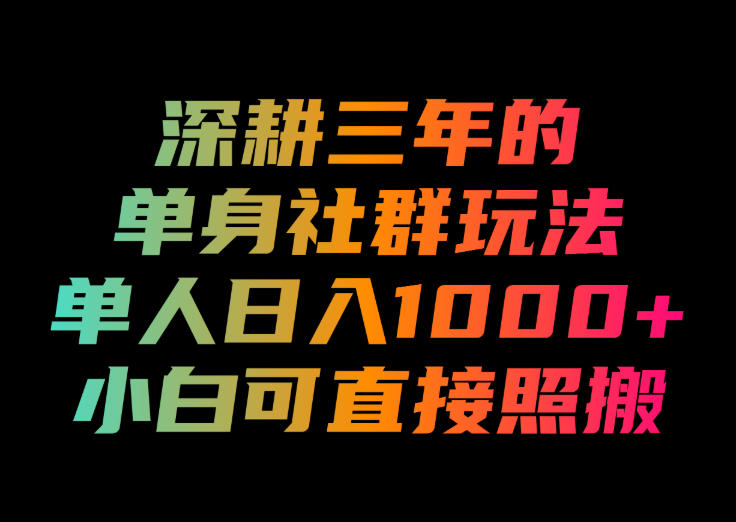 深耕三年的单身社群玩法，单人日入1000+，小白可直接照搬！【揭秘】-航海圈