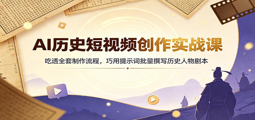 AI历史短视频创作实战课：吃透全套制作流程，巧用提示词批量撰写历史人物剧本-航海圈