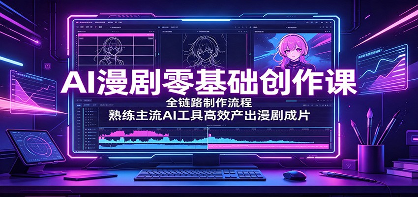 AI漫剧零基础创作课：全链路制作流程，熟练主流AI工具高效产出漫剧成片-航海圈