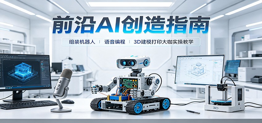 前沿AI创造指南：组装机器人、语音编程、3D建模打印大咖实操教学-航海圈