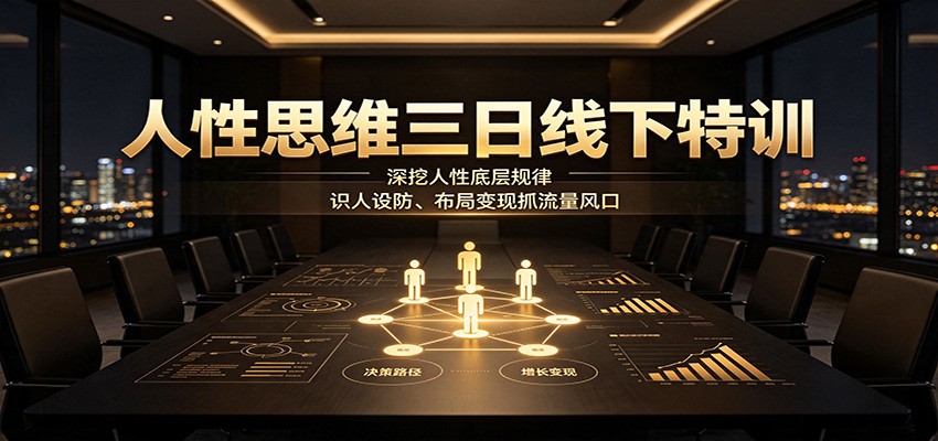 人性思维三日线下特训：深挖人性底层规律，识人设防、布局变现抓流量风口-航海圈