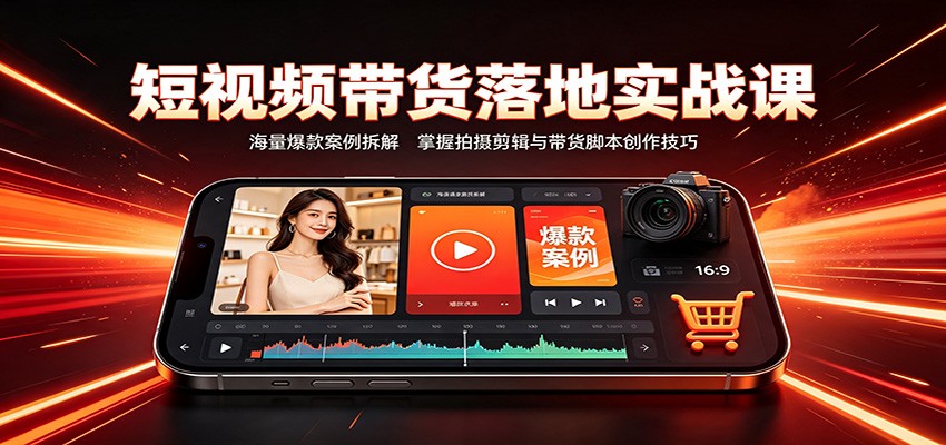 短视频带货落地实战课：海量爆款案例拆解，掌握拍摄剪辑与带货脚本创作技巧-航海圈