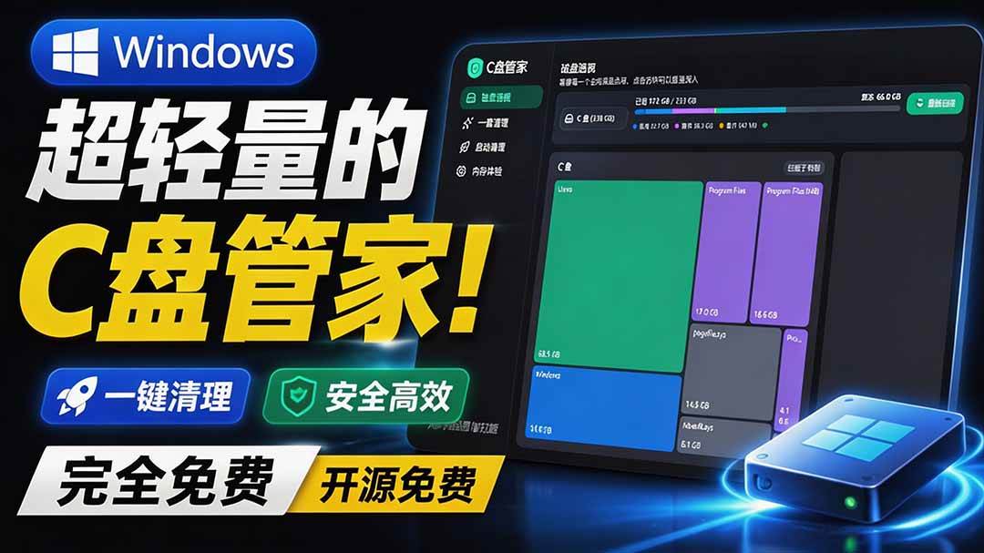 (19750期)Windows 超轻量的C盘管家!超级有特点,支持磁盘分析及清理提醒,2M大小体积,完全免费 C盘管家-航海圈
