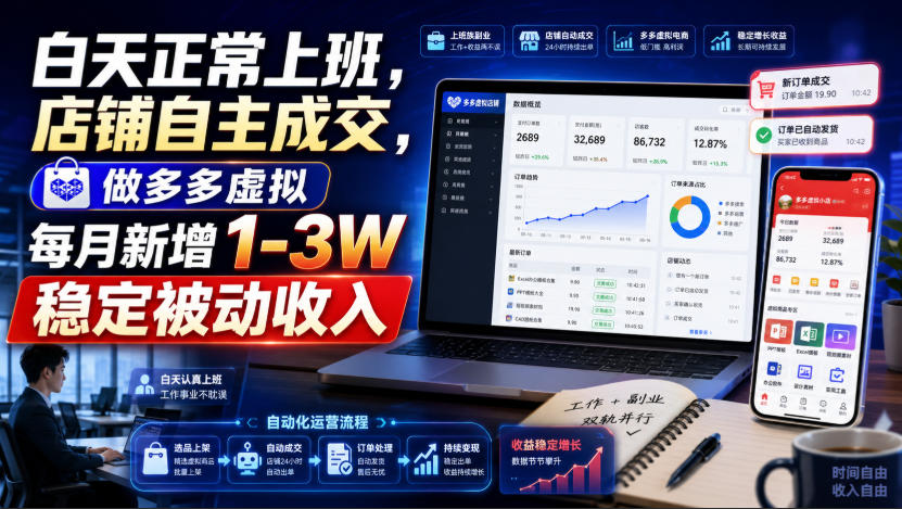白天正常上班，店铺自主成交，做多多虚拟每月新增1-3W稳定被动收入【揭秘】-航海圈