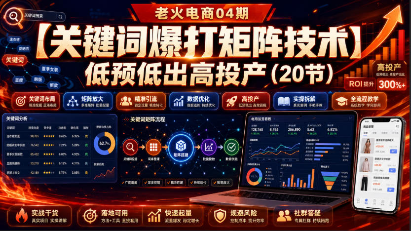 老火电商04期：【关键词爆打矩阵技术】低预低出高投产（20节）-航海圈