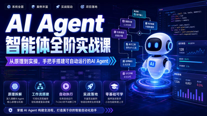 AI Agent智能体全阶实战课，从原理到实操，手把手搭建可自动运行的AI Agent-航海圈