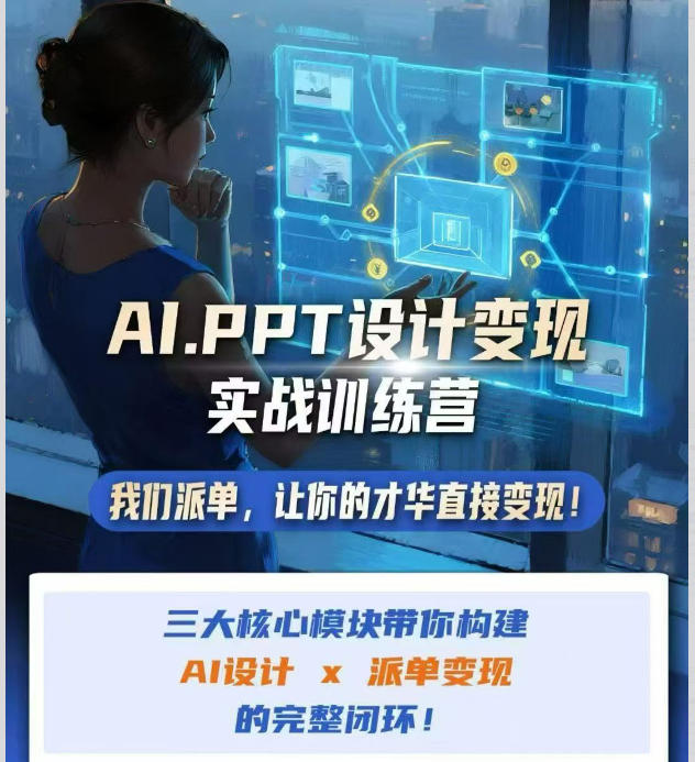 AI+PPT设计变现实战训练营，我们派单，让你的才华直接变现，三大核心模块带你构建Al设计x派单变现的完整闭环-航海圈