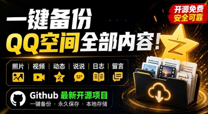 一键将你QQ空间全部内容备份下来！照片/视频/动态信息全存本地，Github最新开源项目QzoneArchive-航海圈