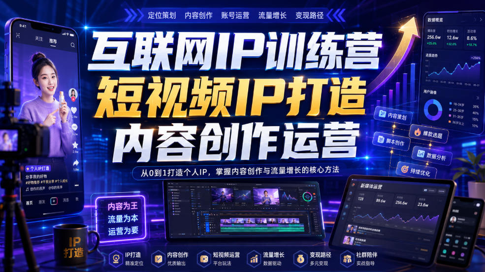 互联网IP训练营，短视频IP打造，内容创作运营-航海圈