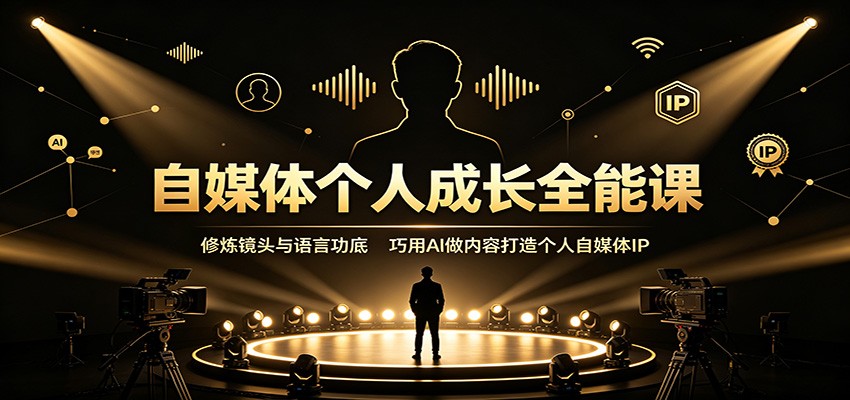 自媒体个人成长全能课：修炼镜头与语言功底，巧用AI做内容打造个人自媒体IP-航海圈