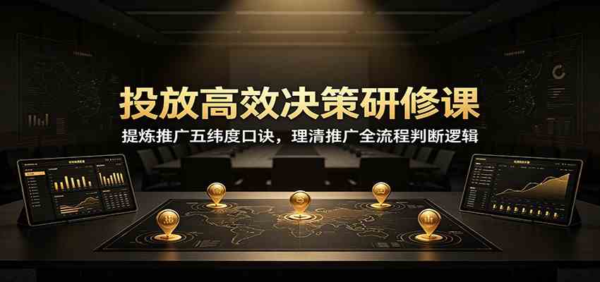投放高效决策研修课：提炼推广五纬度口诀，理清推广全流程判断逻辑-航海圈