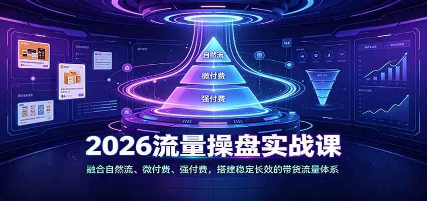 2026流量操盘实战课：融合自然流、微付费、强付费，搭建稳定长效的带货流量体系-航海圈