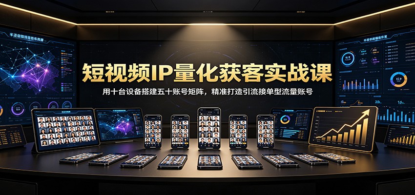 短视频IP量化获客实战课：用十台设备搭建五十账号矩阵，精准打造引流接单型流量账号-航海圈