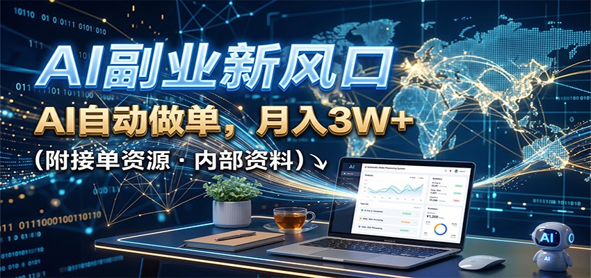 AI副业新风口，AI自动做单，月入3W+，附接单资源-航海圈