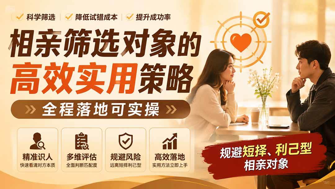 （19727期） 付费文章：相亲筛选对象的高效实用策略，全程落地可实操，规避短择、利己型相亲对象-航海圈