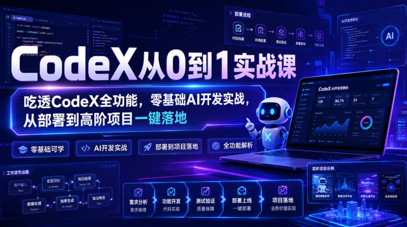 CodeX从0到1实战课，吃透CodeX全功能，零基础AI开发实战，从部署到高阶项目一键落地-航海圈