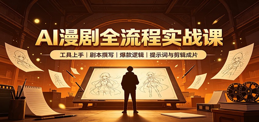 AI漫剧全流程实战课：工具上手、剧本撰写、爆款逻辑、提示词与剪辑成片-航海圈