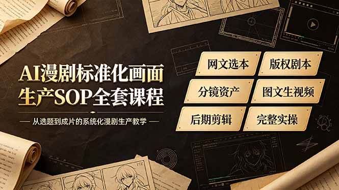 (19806期)AI漫剧标准化画面生产SOP全套课程-更新,网文选本版权剧本分镜资产全覆盖,图文生视频后期剪辑完整实操教学-航海圈