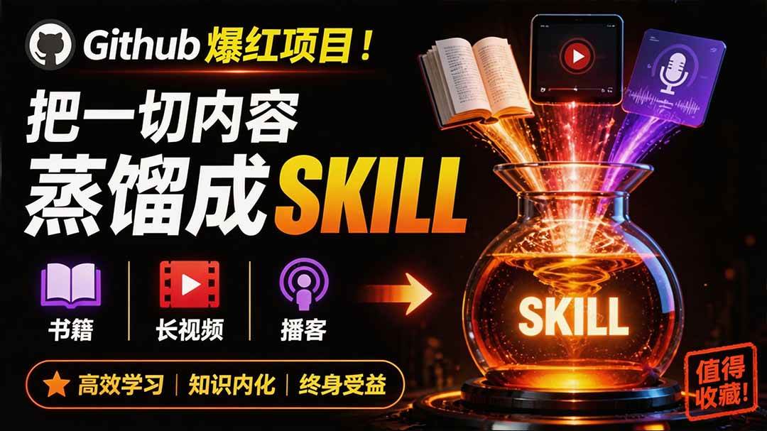(19809期)全网走红!GitHub上6.7K Star的开源项目,把任何书、长视频、播客蒸馏成AI工具,值得收藏 cangjie-skill-航海圈